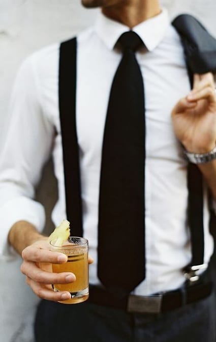 black tie with suspenders