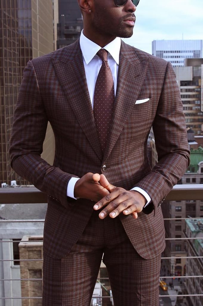 brown outfit -dark skin tone men style guide