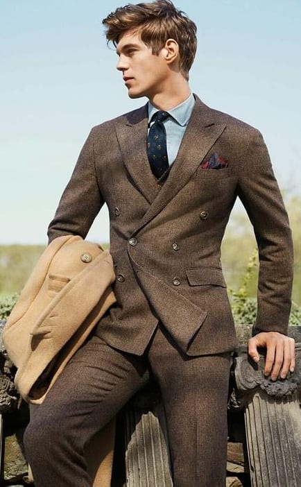 brown suit