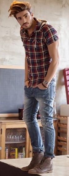 casual shirt, denim, boots