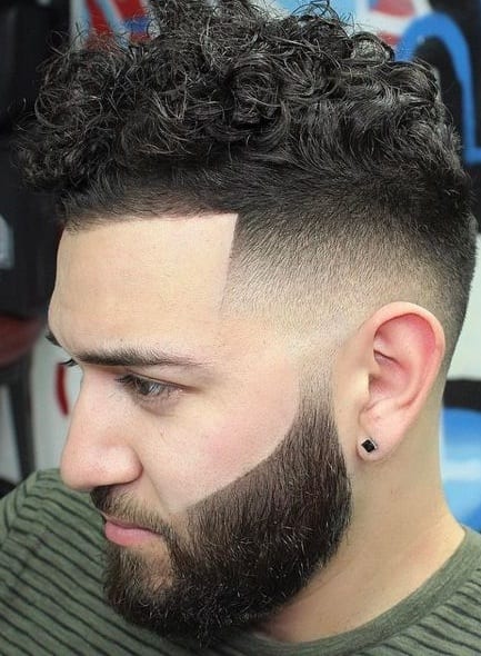 faded curly mohawk