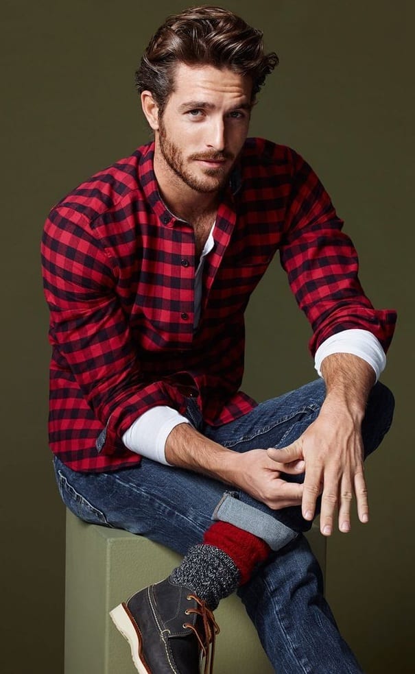 flannel shirt with denim