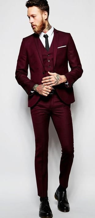 full burgundy suit