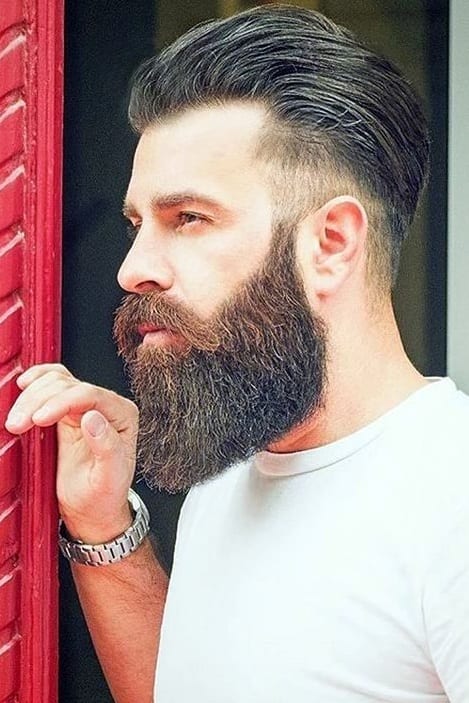 low fade mohawk with beard