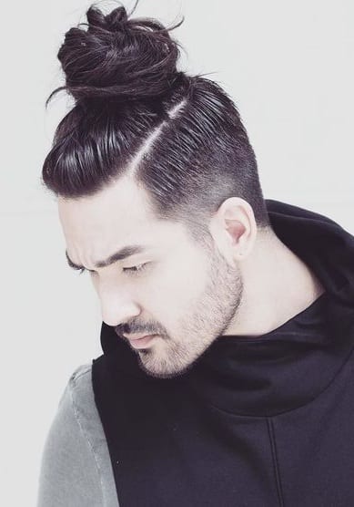 man bun fade styles