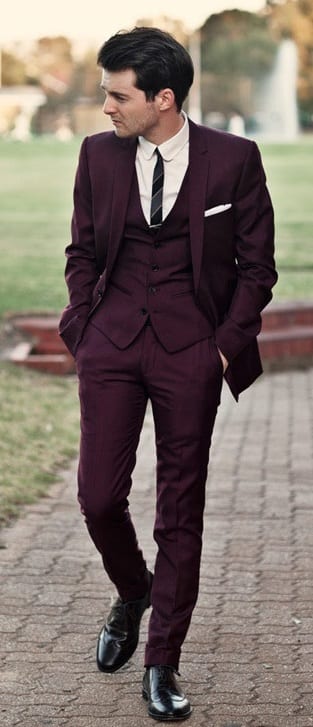 maroon suit