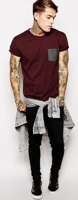 maroon t shirt