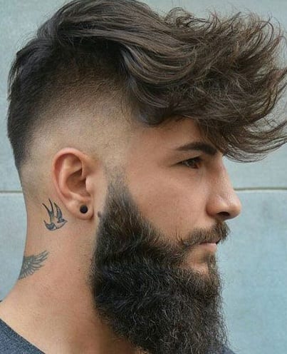 messy fade beard look