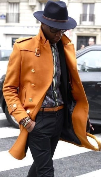 orange pea coat