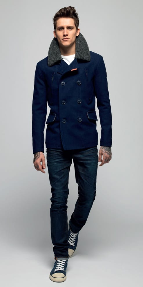 pea coat with trainers