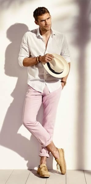 pink chinos Summer Outfit