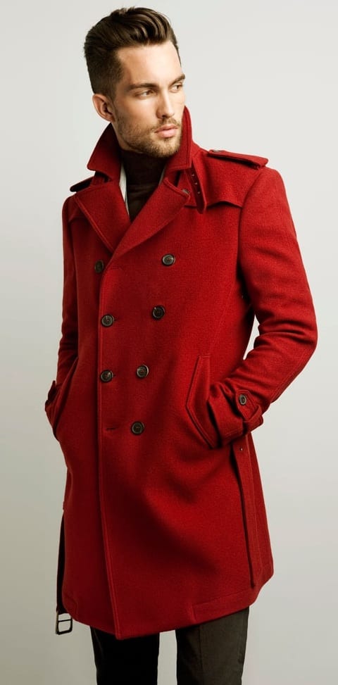 red pea coat