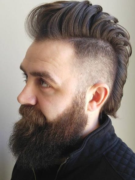 skin fade mohawk long beard