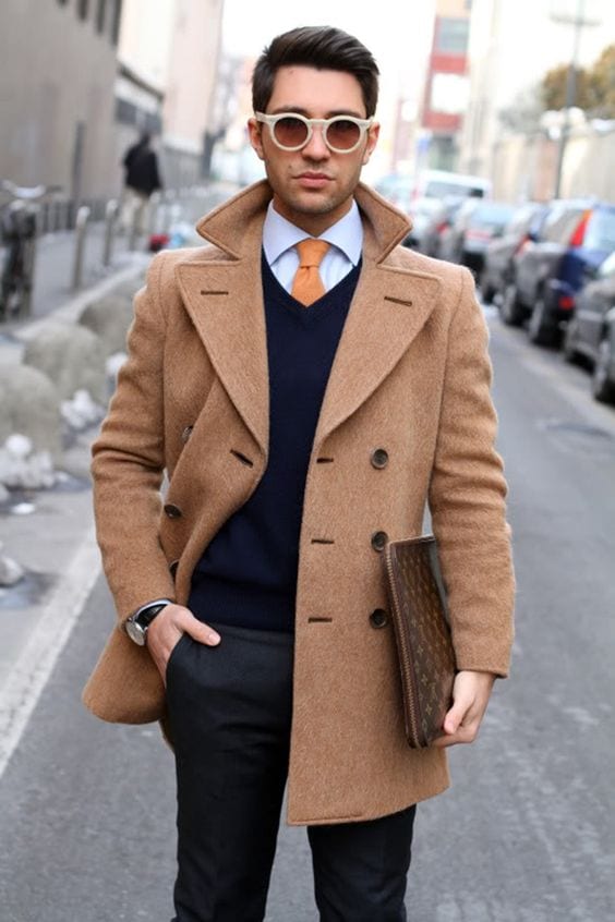 tan pea coat