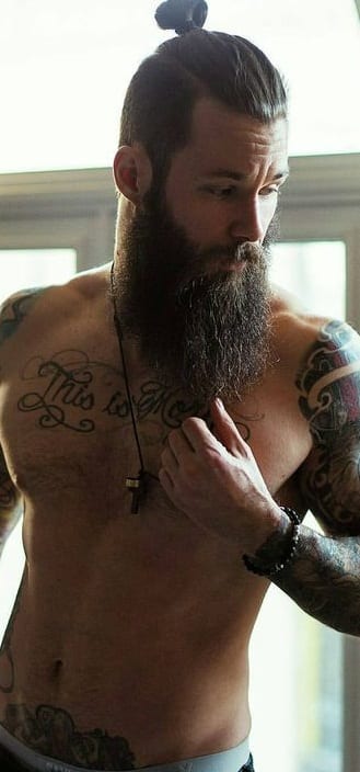top knot with beard styles
