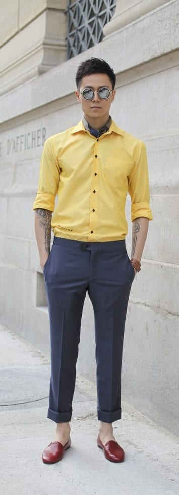 yellow outfit - Medium skin tone men style