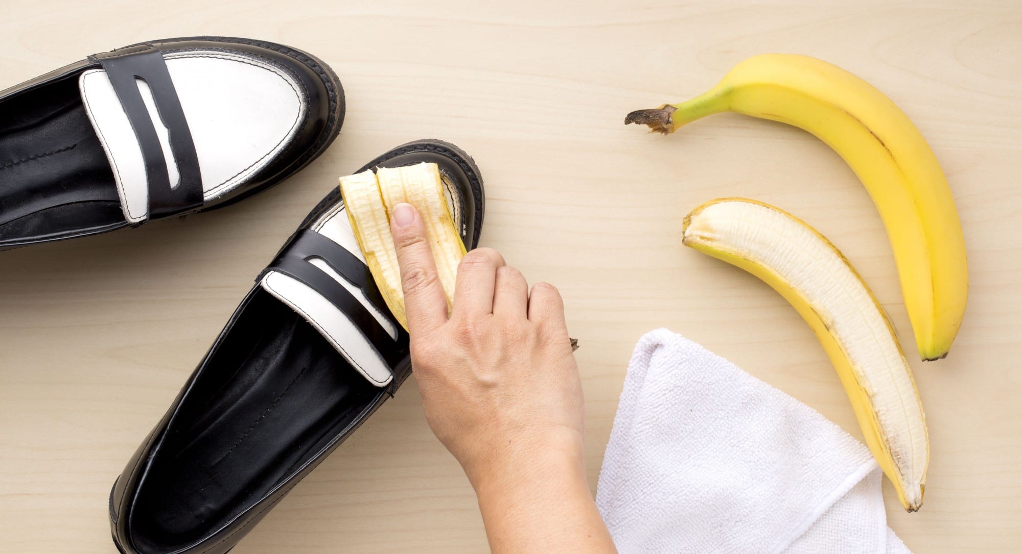 Shoe Cleaning Hacks - banana peel