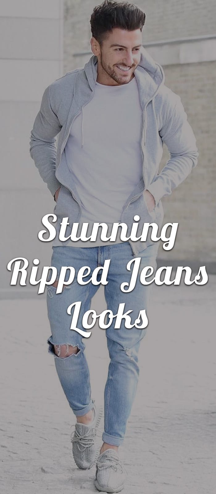 Stunning Ripped Jeans Looks- Blazer, Blue Ripped Jeans, Sneakers, Etc