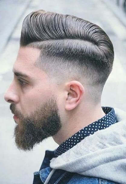 side part fade beard