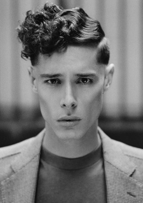 side part fade pompadour wavy