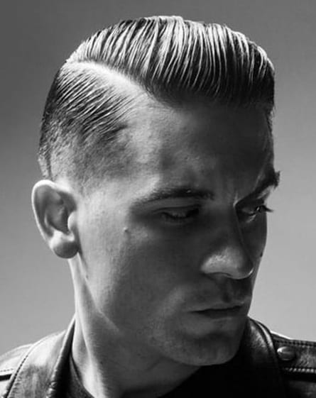 side parted pompadour