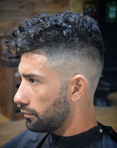 undercut curly with stubble