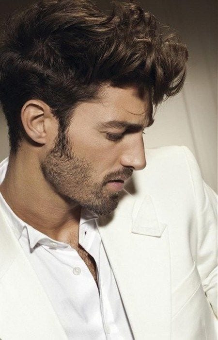 wavy pompadour stubble