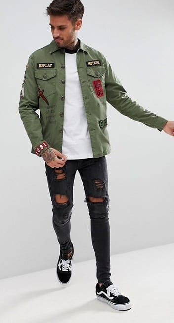 Military Jacket Patch Outfit For Men