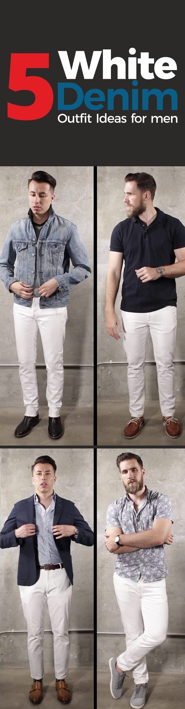 5 white denim outfit for men