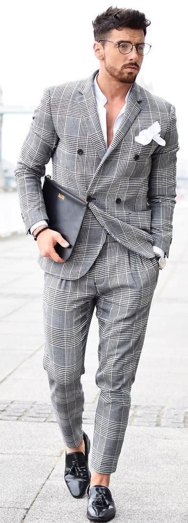 Checked Tailored Suit For Men