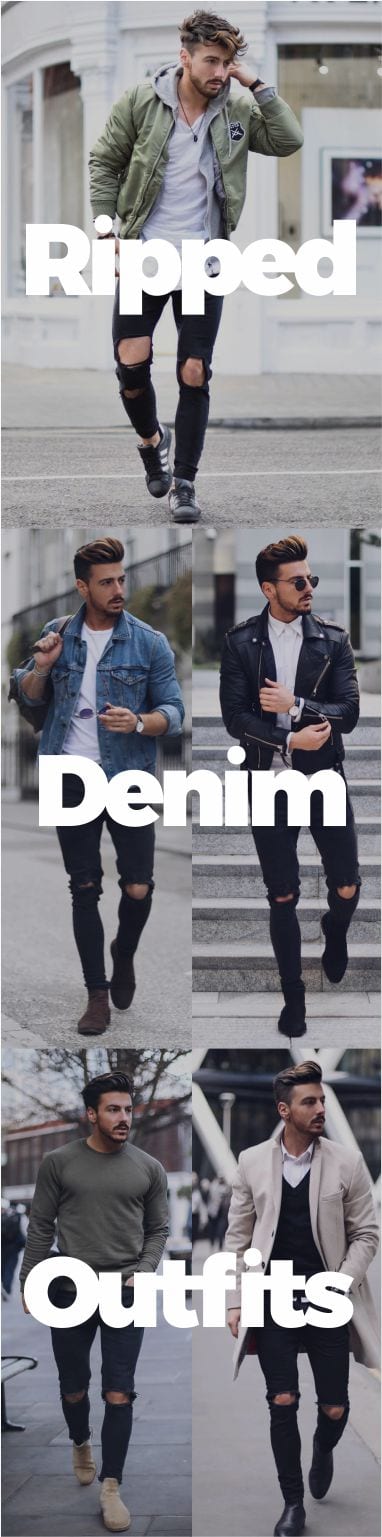 mens ripped denim outfits