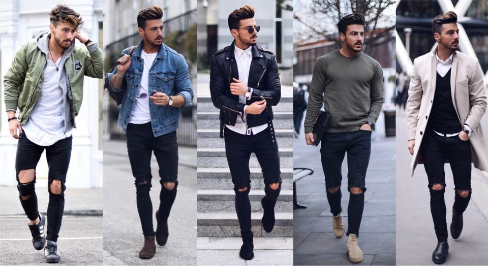ripped denim outfits for men