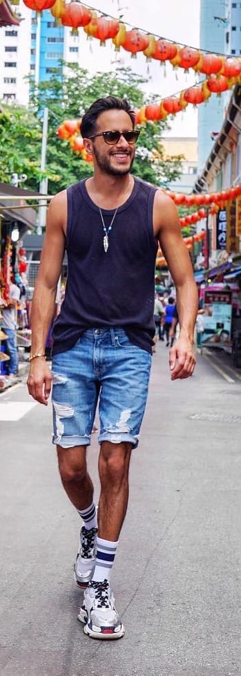 Black Tank Top With Shorts Outfit Ideas For Men ⋆ Best Fashion Blog For Men  