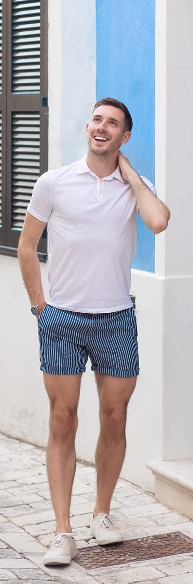 Polo T-shirt With Stripped Shorts For Men