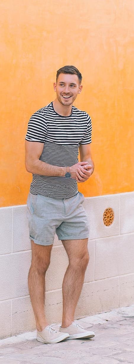 Stripped T-shirt With Shorts For Men