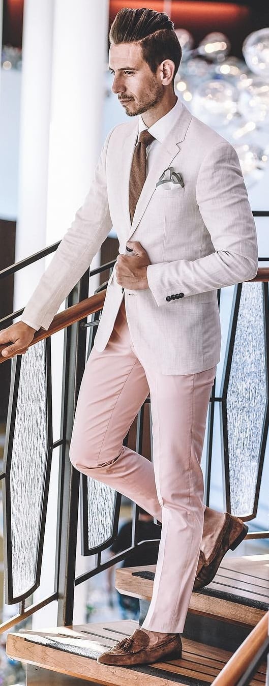 White Shirt And Pink Suit Combinations For Men To Style