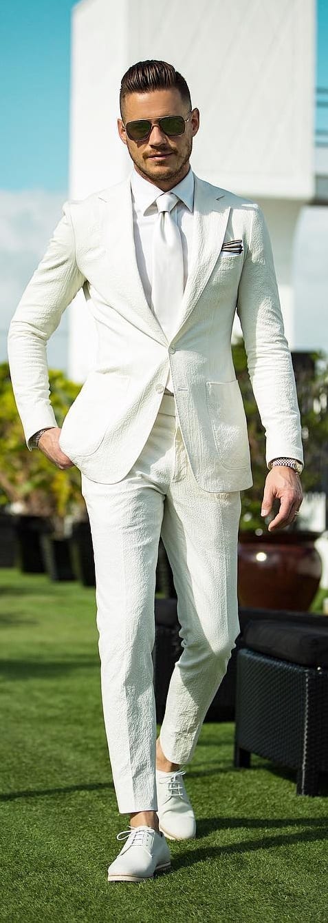 White Shirt And White Suit Combinations For Men To Style