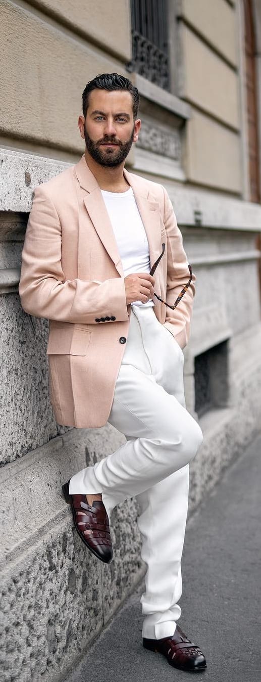 White T-shirt With Blazer Outfit Ideas For Men
