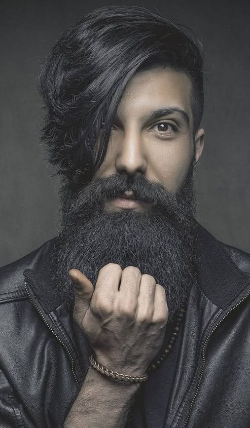 long beard with side part