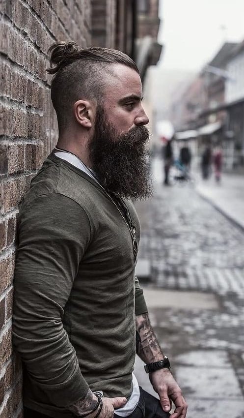 long beard with top knot