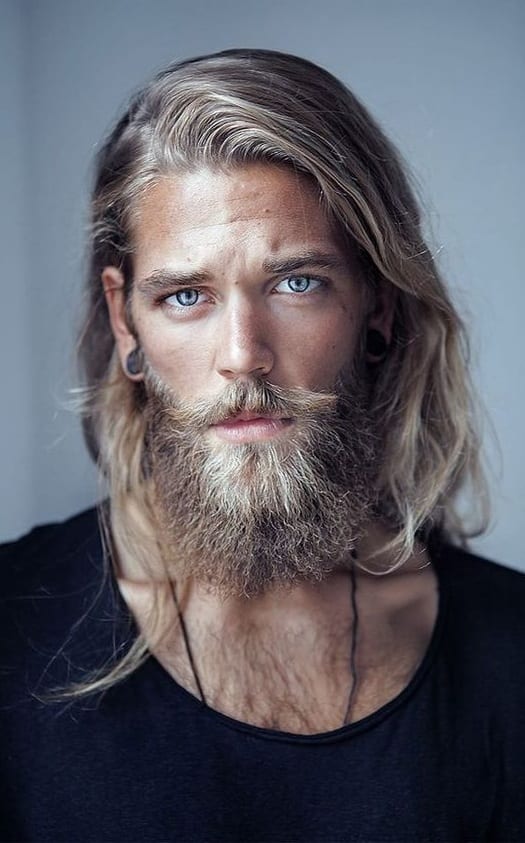 long hair with medium beard