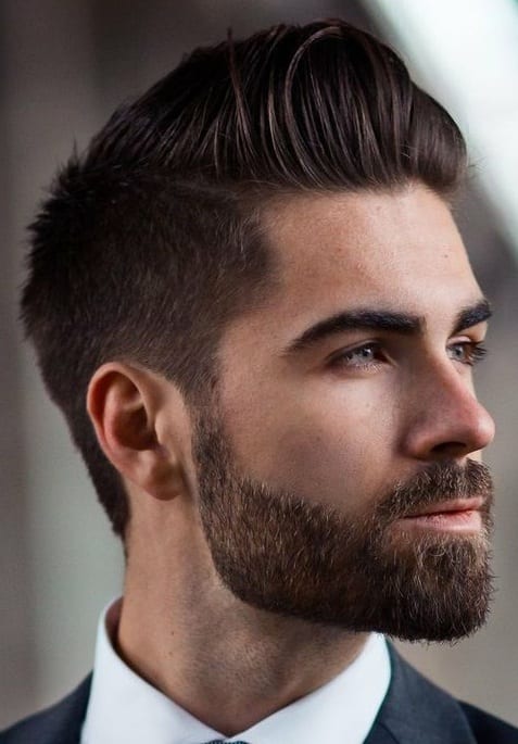 modern pompadour with short beard