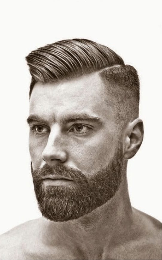 short beard with modern pompadour