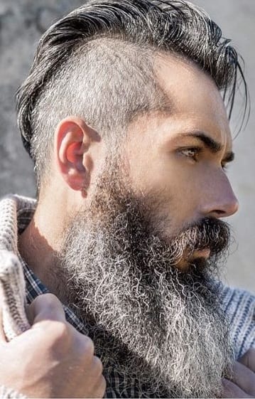 slick back hairstyles with long beard