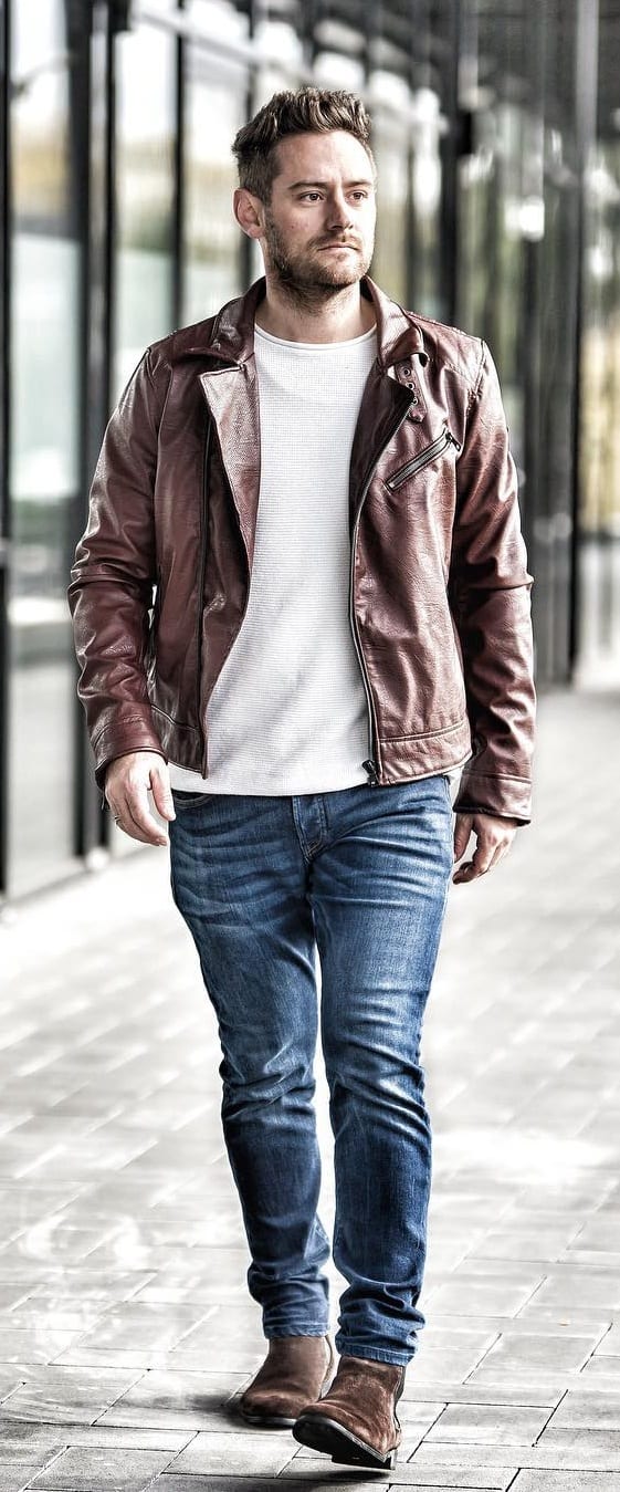 Amazing Leather Jacket Outfit Ideas For Men