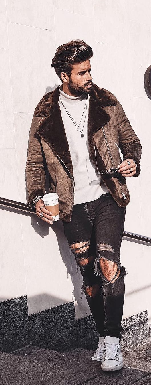 Fashionable Leather Jacket Outfit Ideas For Men