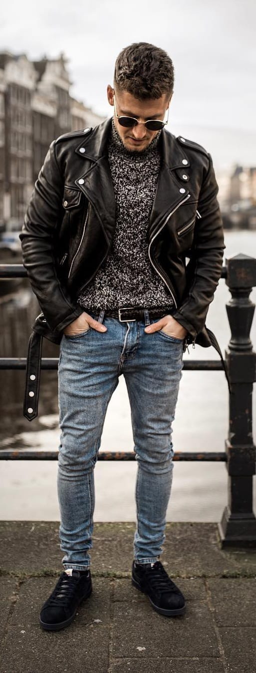 Trendy Leather Jacket Outfit Ideas For Men