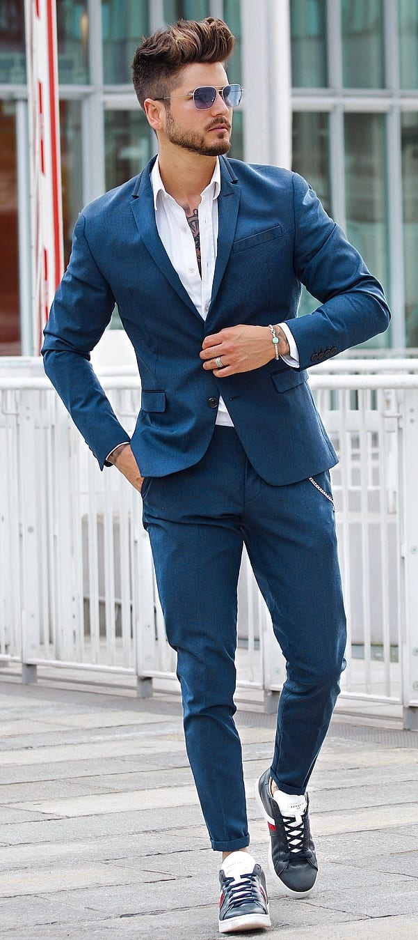 Trendy Suits With Sneakers Outfit Ideas