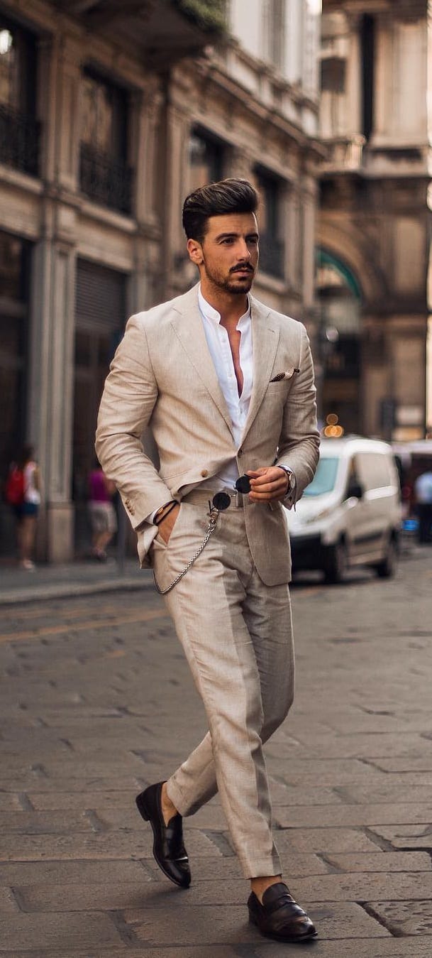 Khaki Suit Outfit Ideas For Men