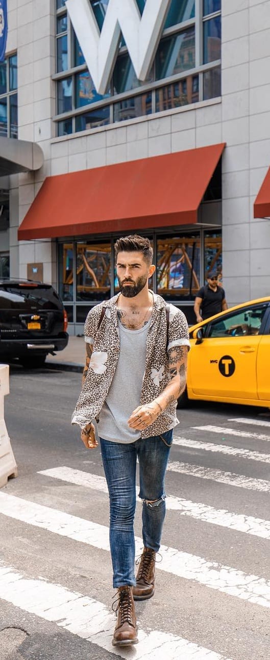 Street Style Short Sleeve Printed Shirt For Men